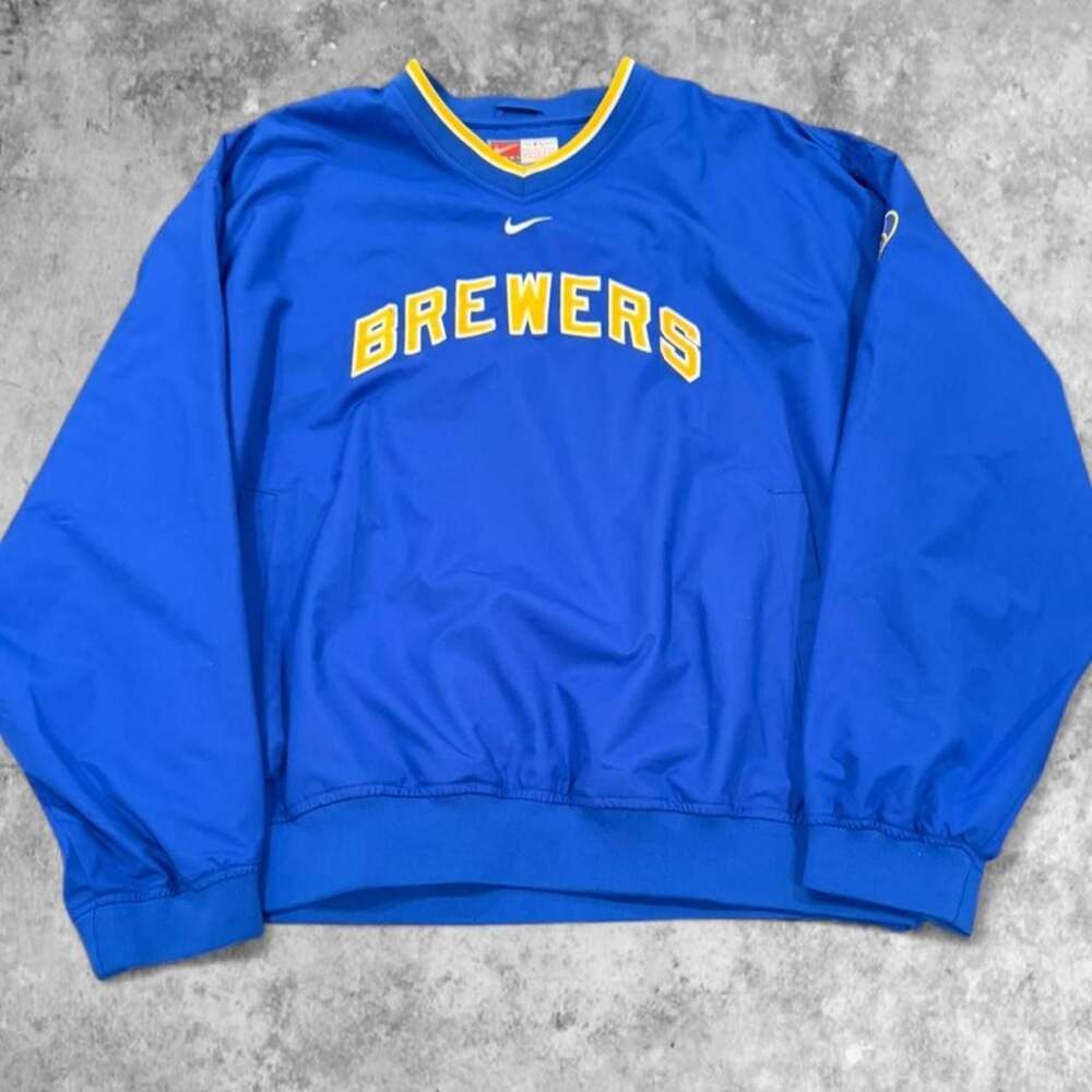 Vintage Nike Milwaukee Brewers MLB Center Swoosh Pullover Jacket